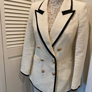 Express Cream Blazer with Black Trim and Gold Buttons
